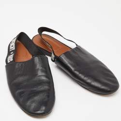 Pre Owned Givenchy Black Leather Rivington Slingback Flat Sandals Size 37