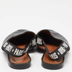 Pre Owned Givenchy Black Leather Rivington Slingback Flat Sandals Size 37