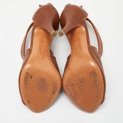 Givenchy Brown Textured Leather Cross Ankle Strap Sandals Size 37