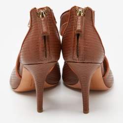 Givenchy Brown Textured Leather Cross Ankle Strap Sandals Size 37