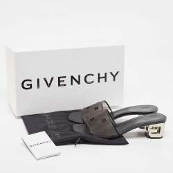 Givenchy Black Mesh and Leather Slides Size 38  