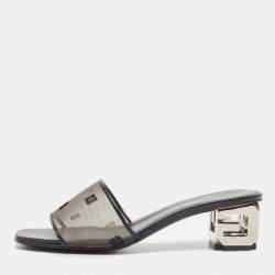 Givenchy Black Mesh and Leather Slides Size 38  