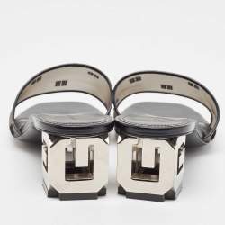 Givenchy Black Mesh and Leather Slides Size 38  