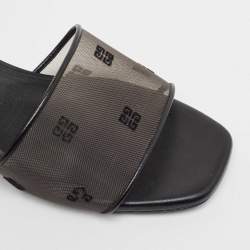 Givenchy Black Mesh and Leather Slides Size 38  