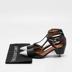 Givenchy Black/White Leather Pointed Toe Ankle Wrap Pumps Size 37