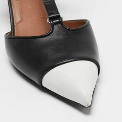 Givenchy Black/White Leather Pointed Toe Ankle Wrap Pumps Size 37