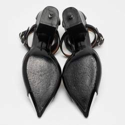Givenchy Black/White Leather Pointed Toe Ankle Wrap Pumps Size 37