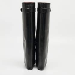 Givenchy Black Leather Shark Lock Knee Length Boots Size 36.5