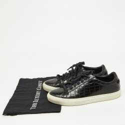 Givenchy Black Croc Embossed Leather Urban Street Sneakers Size 40