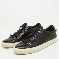 Givenchy Black Croc Embossed Leather Urban Street Sneakers Size 40