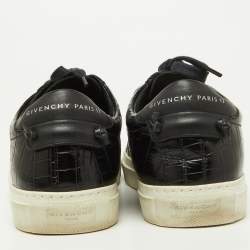 Givenchy Black Croc Embossed Leather Urban Street Sneakers Size 40