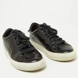 Givenchy Black Croc Embossed Leather Urban Street Sneakers Size 40