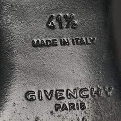 Pre Owned Givenchy Black Leather And Elastic Logo Flat Mules Size 41.5