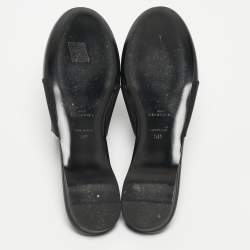Pre Owned Givenchy Black Leather And Elastic Logo Flat Mules Size 41.5