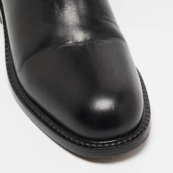 Pre Owned Givenchy Black Leather Shark Lock Knee Length Boots Size 38