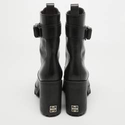 Pre Owned Givenchy Black Leather Ankle Boots Size 40