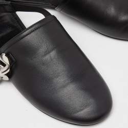 Givenchy Black Leather G-Chain Slingback Flat Mules Size 35