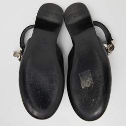 Givenchy Black Leather G-Chain Slingback Flat Mules Size 35
