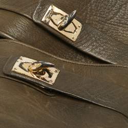 Pre Owned Givenchy Green Nubuck Leather Shark Lock Boots Size 35