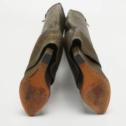 Pre Owned Givenchy Green Nubuck Leather Shark Lock Boots Size 35