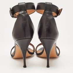 Pre Owned Givenchy Black Leather Ankle Strap Sandals Size 39