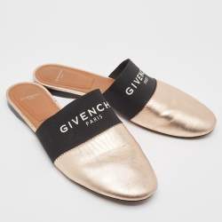 Pre Owned Givenchy Metallic Rose Gold Leather Bedford Flat Mules Size 38