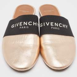 Pre Owned Givenchy Metallic Rose Gold Leather Bedford Flat Mules Size 38