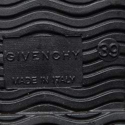 Pre Owned Givenchy Black Rubber Shark Lock Flat Knee Boots Size 39