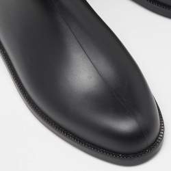 Pre Owned Givenchy Black Rubber Shark Lock Flat Knee Boots Size 39