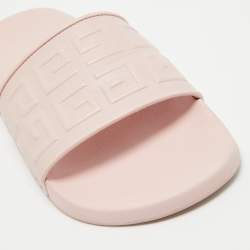 Givenchy Pink Rubber Logo Flat Slides Size 38