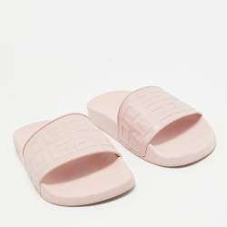 Givenchy Pink Rubber Logo Flat Slides Size 38