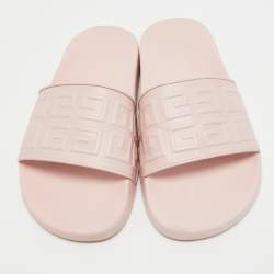 Givenchy Pink Rubber Logo Flat Slides Size 38