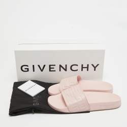 Givenchy Pink Rubber Logo Flat Slides Size 38
