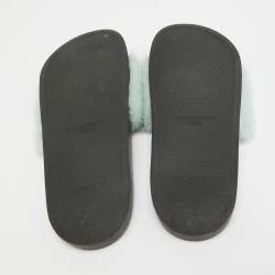 Givenchy Pastel Green Mink Fur Pool Slides Size 41