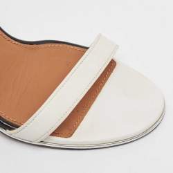 Pre Owned Givenchy White/Black Leather and Patent Ankle Strap Sandals Size 39.5