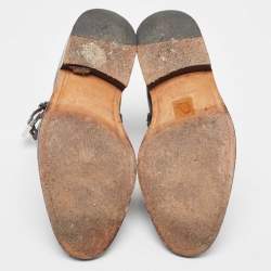 مملوكة مسبقًا Givenchy Black Leather Studded Buckle Detail Ankle Boots Size 37