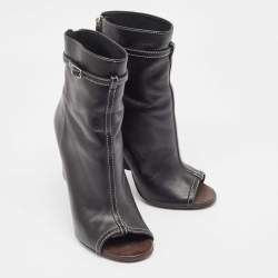Givenchy Black Leather Screw Heel Peep Toe Boots  Size 39