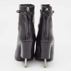 Givenchy Black Leather Screw Heel Peep Toe Boots  Size 39