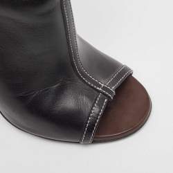 Givenchy Black Leather Screw Heel Peep Toe Boots  Size 39