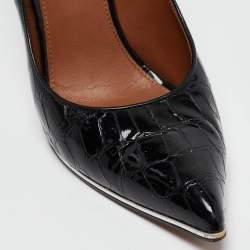 Givenchy Black Croc Embossed Patent Leather Pointed Toe Pumps Size 41