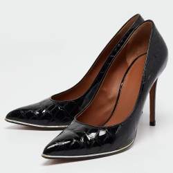 Givenchy Black Croc Embossed Patent Leather Pointed Toe Pumps Size 41