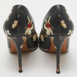 Givenchy Black Floral and Butterfly Print Leather Pointed Toe Pumps Size 41