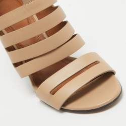 Givenchy Beige Leather Gladiator Block Heel Ankle Strap Sandals Size 38