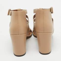 Givenchy Beige Leather Gladiator Block Heel Ankle Strap Sandals Size 38