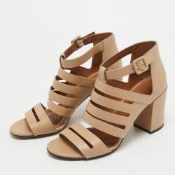 Givenchy Beige Leather Gladiator Block Heel Ankle Strap Sandals Size 38