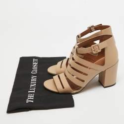 Givenchy Beige Leather Gladiator Block Heel Ankle Strap Sandals Size 38