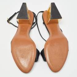 Pre Owned Givenchy Black Leather Ankle Strap Sandals Size 37