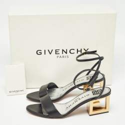 Pre Owned Givenchy Black Leather Ankle Strap Sandals Size 37