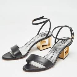 Pre Owned Givenchy Black Leather Ankle Strap Sandals Size 37