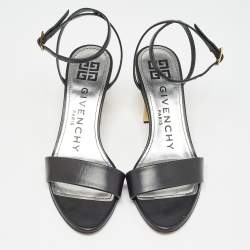 Pre Owned Givenchy Black Leather Ankle Strap Sandals Size 37